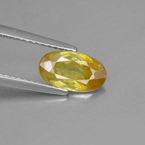 1.26克拉天然黄色闪锌矿，椭圆形切割，9.2×5.3毫米，SI