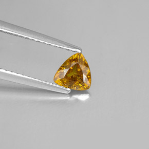 0.62克拉天然黄色闪锌矿，三角形，5.7×5.2毫米，SI