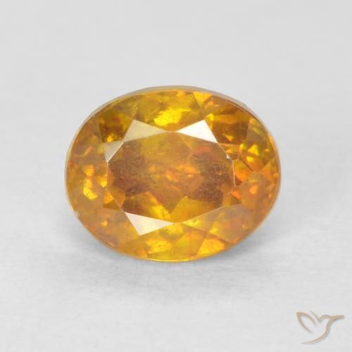 0.91ct 天然 深橙色-金色 闪锌矿, 椭圆形, VS-SI