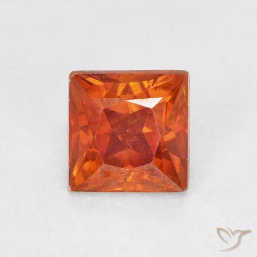 1.08ct 天然 火橙 闪锌矿, 正方形, SI