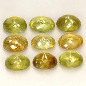 天然多色榍石，椭圆形切割，6.3×5.1毫米，VS-SI