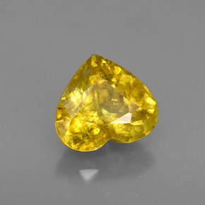 1.62克拉天然黄色榍石，心形，7.6×6.8毫米，VS-SI