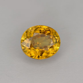 1.12克拉天然黄色榍石，椭圆形切割，6.8×5.9毫米，VVS-VS