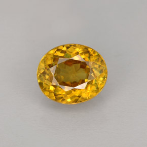 1.12克拉天然黄色榍石，椭圆形切割，6.8×5.9毫米，VVS-VS