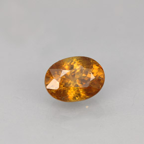 0.99克拉天然橙色榍石，椭圆形切割，6.6×4.9毫米，VS