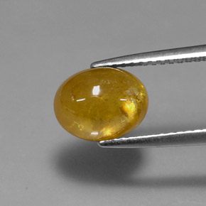 3.24克拉天然黄色榍石，椭圆形切割，9.3×7.2毫米，半透明