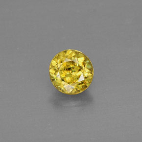 0.50克拉天然黄色榍石，圆形切割，4.74毫米，VVS-VS