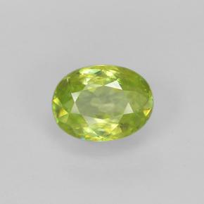 0.85克拉天然绿色榍石，椭圆形切割，6.9×5.2毫米，VS