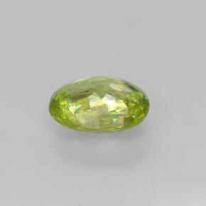 0.85克拉天然绿色榍石，椭圆形切割，6.9×5.2毫米，VS