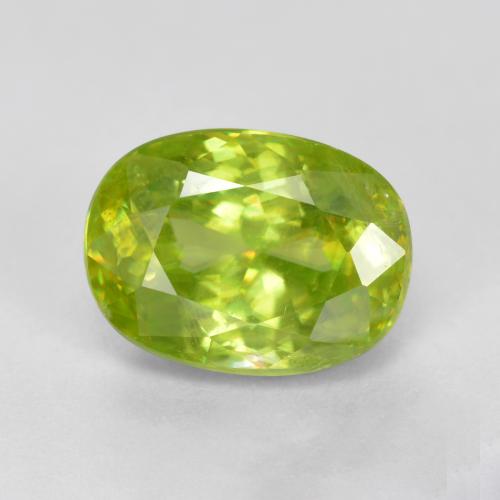 1.97克拉天然黄色榍石，椭圆形切割，8.4×6.2毫米，SI