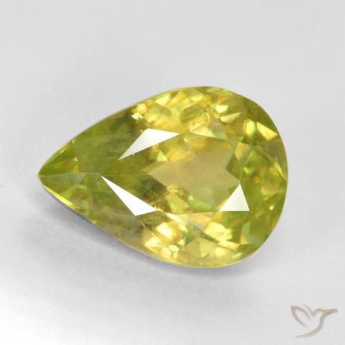 1.93ct 天然 中黄色 榍石, 梨形, VS