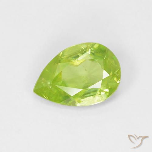 0.67ct 天然 亮绿色 榍石, 梨形, VS-SI