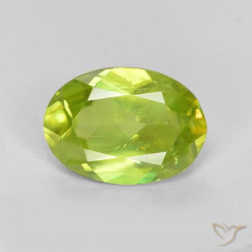 1.41ct 天然 亮绿色 榍石, 椭圆形, VS-SI