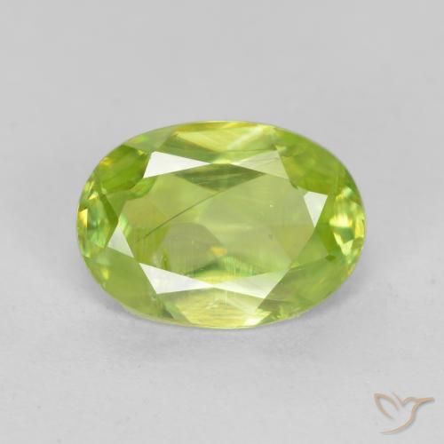 0.98ct 天然 活泼的黄绿色 榍石, 椭圆形, VS-SI