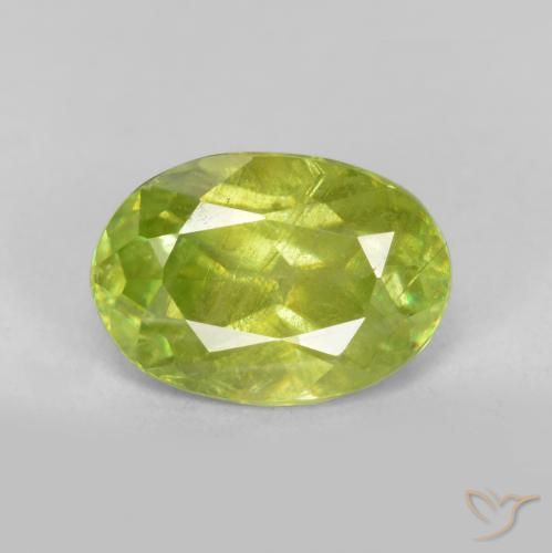1.15ct 天然 亮绿色 榍石, 椭圆形, SI
