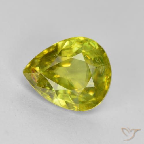 1.56ct 天然 温暖的森林绿 榍石, 梨形, VS-SI