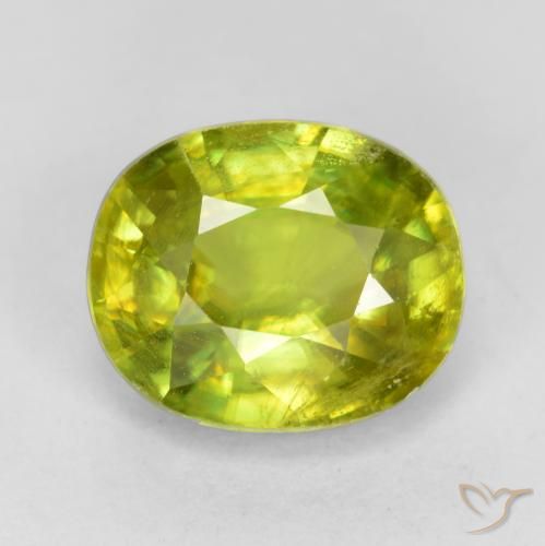 1.75ct 天然 中绿色 榍石, 椭圆形, VS-SI