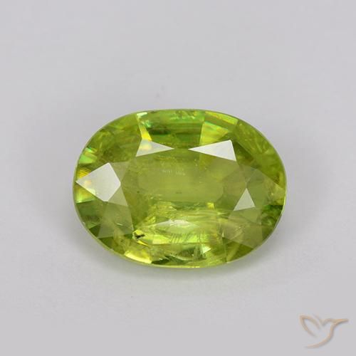 1.54ct 天然 亮绿色 榍石, 椭圆形, VS-SI