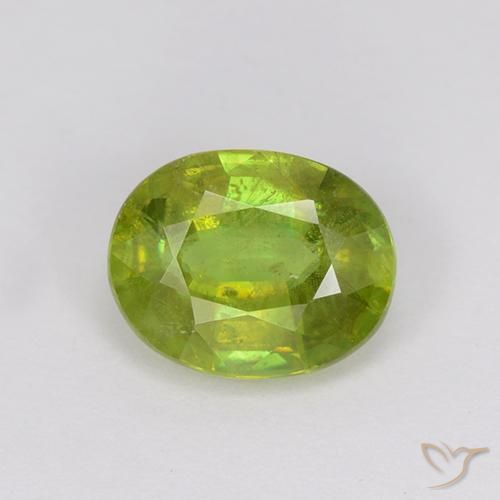 1.23ct 天然 亮绿色 榍石, 椭圆形, VS-SI