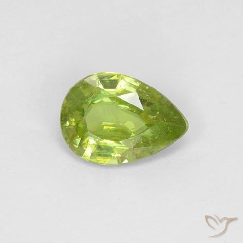 0.73ct 天然 亮绿色 榍石, 梨形, VS