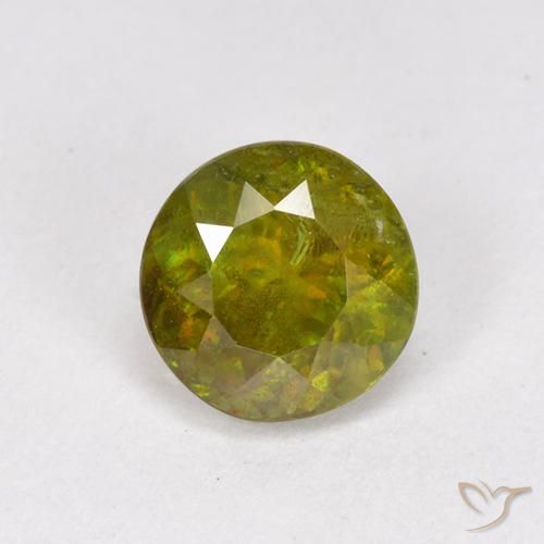 0.95ct 天然 黄绿色 榍石, 圆形的, VS-SI