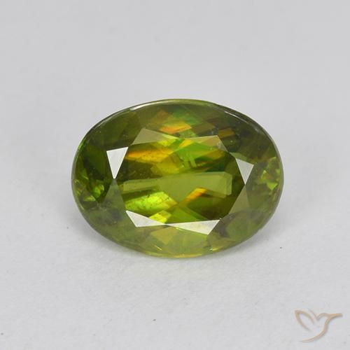 1.03ct 天然 森林绿 榍石, 椭圆形, VVS-VS