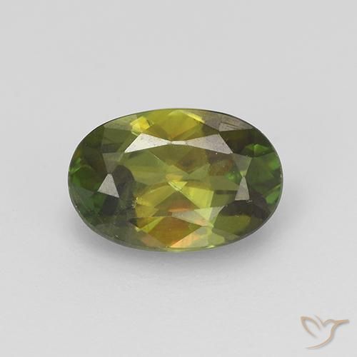 0.89ct 天然 中深绿色 榍石, 椭圆形, VVS-VS