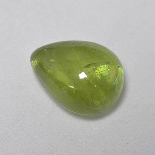 3.29克拉天然绿色榍石，梨形，10×7.7毫米，透明
