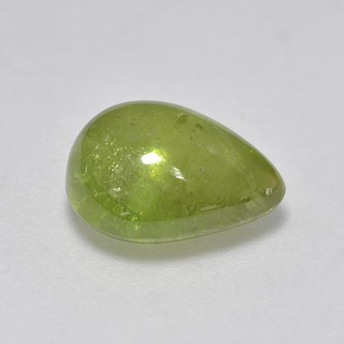 3.29克拉天然绿色榍石，梨形，10×7.7毫米，透明
