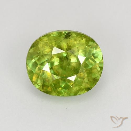 1.08ct 天然 活泼的黄绿色 榍石, 椭圆形, VS-SI