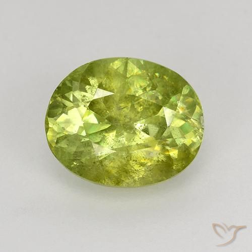 1.19ct 天然 温暖的森林绿 榍石, 椭圆形, VS-SI