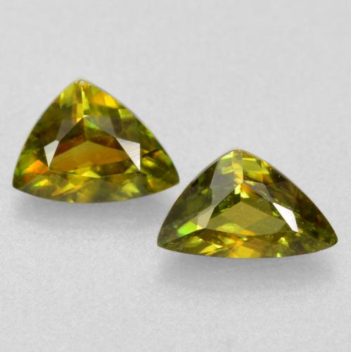 0.75天然绿色榍石，三角形，6×3.6毫米，VS-SI