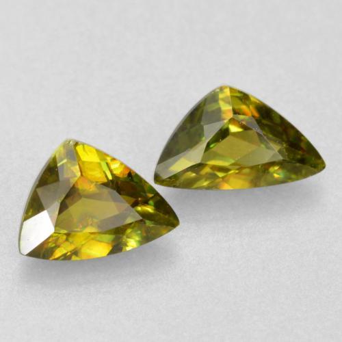 0.75天然绿色榍石，三角形，6×3.6毫米，VS-SI
