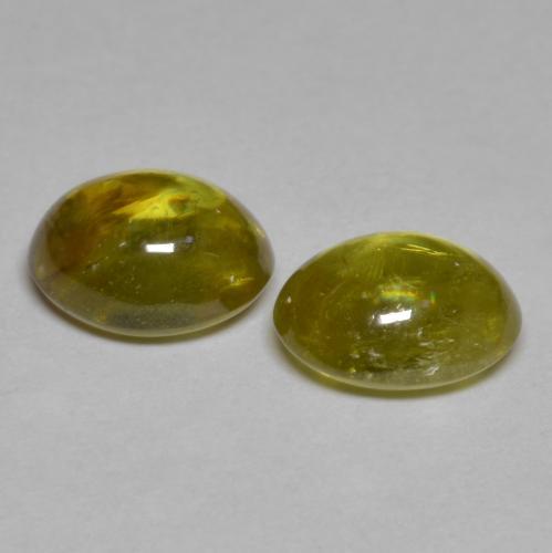 3.14天然黄色榍石，椭圆形切割，7.4×6毫米，透明