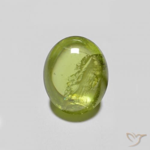 1.59克拉天然绿色榍石，椭圆形切割，7.5×6毫米，半透明