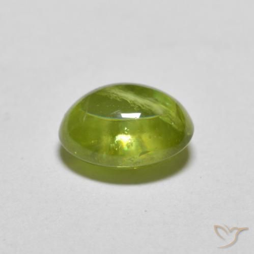 1.59克拉天然绿色榍石，椭圆形切割，7.5×6毫米，半透明