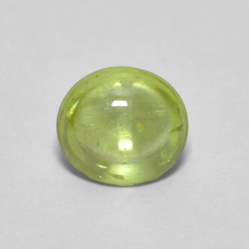 0.66克拉天然绿色榍石，椭圆形切割，5.5×5毫米，透明