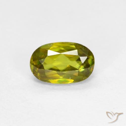 0.56ct 天然 温暖的森林绿 榍石, 椭圆形, VS