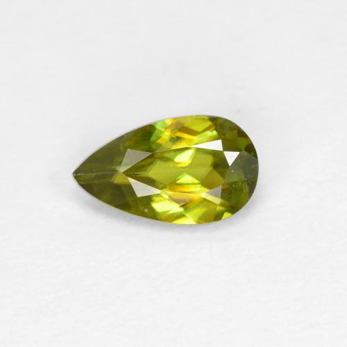 0.39克拉天然绿色榍石，梨形，6.2×3.6毫米，VS