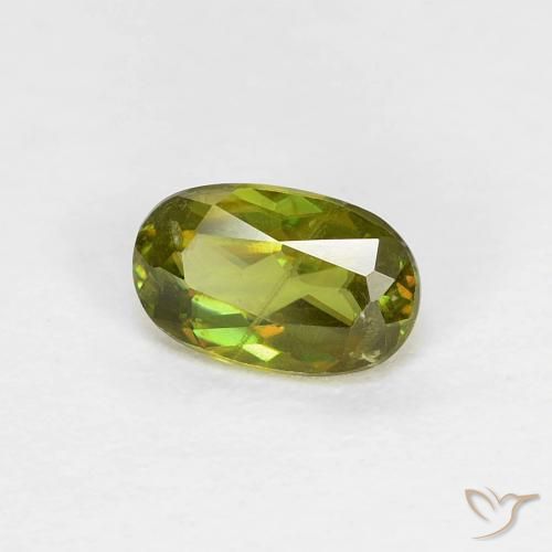 0.50ct 天然 暖土绿 榍石, 椭圆形, VS
