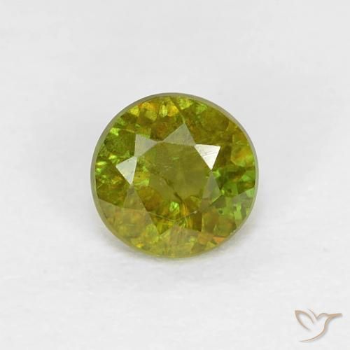 0.40ct 天然 温暖的森林绿 榍石, 圆形的, VS
