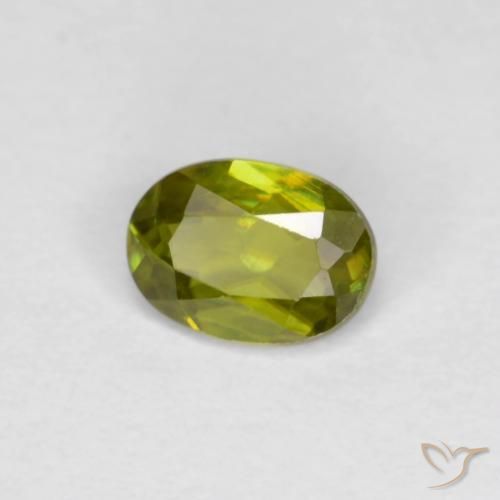 0.40ct 天然 暖土绿 榍石, 椭圆形, VS