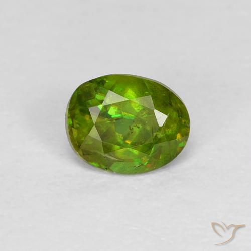 0.48ct 天然 充满活力的绿色 榍石, 椭圆形, VS