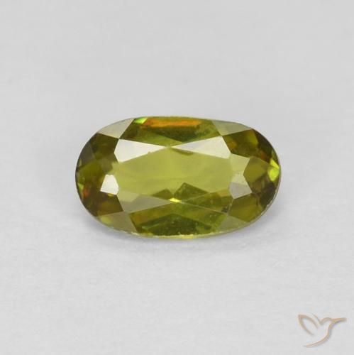 0.34ct 天然 暖土绿 榍石, 椭圆形, VVS-VS