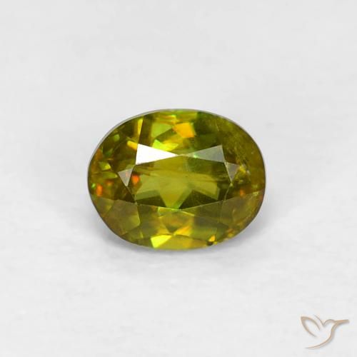 0.37ct 天然 中绿色 榍石, 椭圆形, VVS-VS