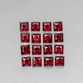 天然红色尖晶石，方形，3.1×3.1毫米，VVS-VS