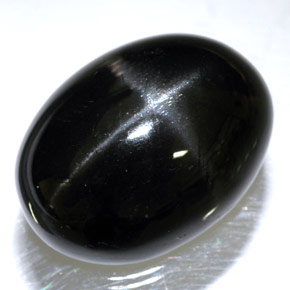 24.45克拉天然黑色星光透辉石，椭圆形切割，20.1×15毫米，不透明