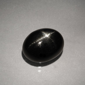 4.13克拉天然黑色星光透辉石，椭圆形切割，10.2×8.1毫米，不透明