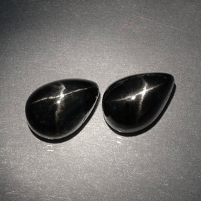 天然黑色星光透辉石，梨形，10.1×7毫米，不透明