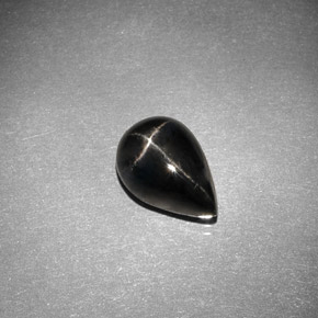 2.75克拉天然黑色星光透辉石，梨形，10×7毫米，不透明